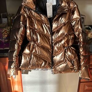 Shiny Bronze Puffer Jacket